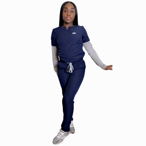 Navy Blue women's 5-Pocket Scrub set