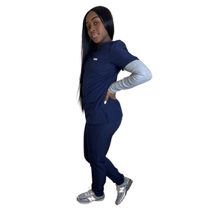 Navy Blue women's 5-Pocket Scrub set